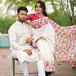 Saree & Panjabi Combo Dress for Couple