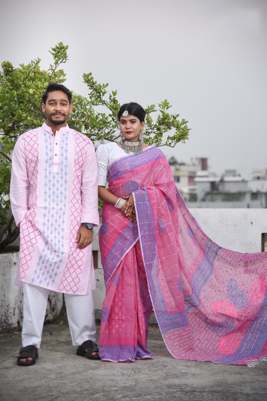 Premium Cotton Saree + Punjabi (Couple set) Details